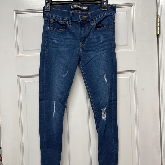 A5 - #259 Express dark blue jeans, super soft ankle leggins, size 4 - Picture 1 of 6
